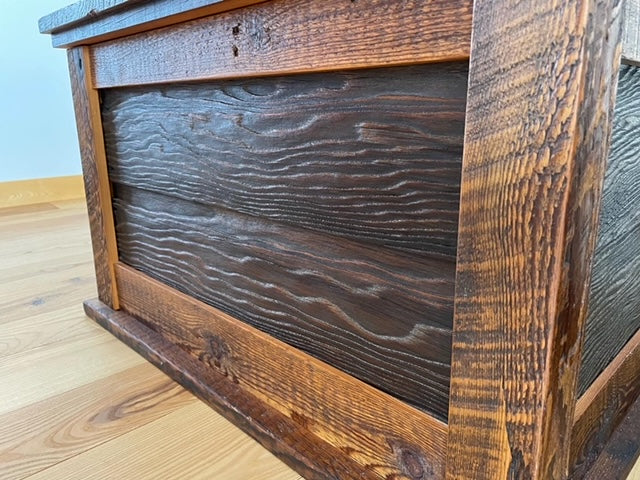 Blanket chest made of old barn wood