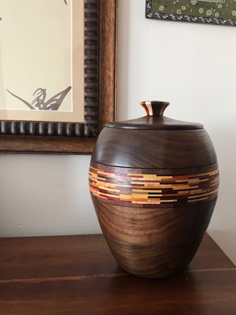 segmented wood vase finished with Livos