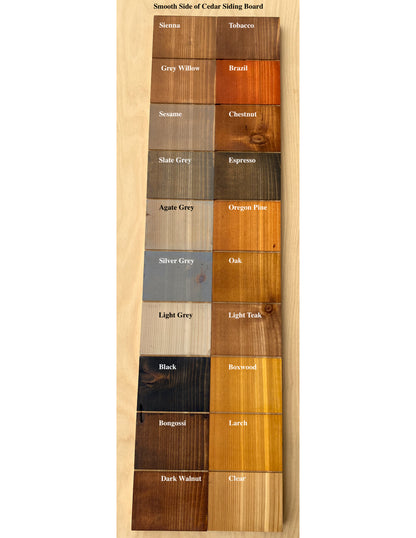 Livos Alis color chart on smooth cedar