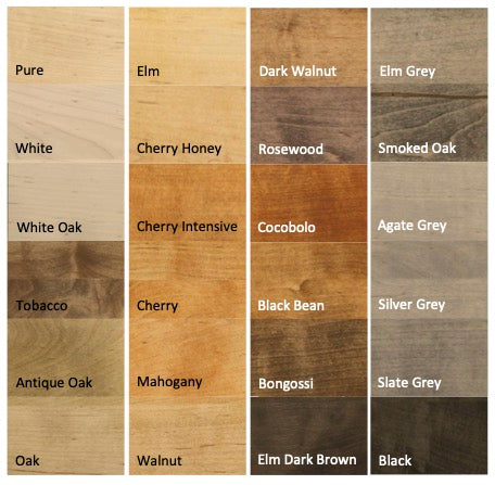 Color Chart for Kunos on Maple wood